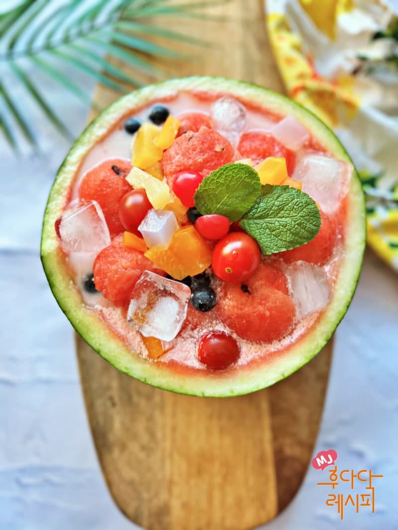 Jeju watermelon hwachae table at the villa