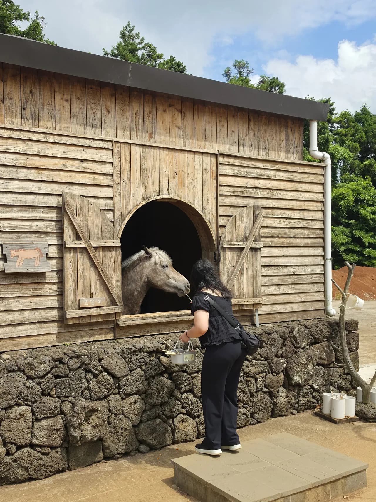A traditional wooden folk-village house and courtyard
