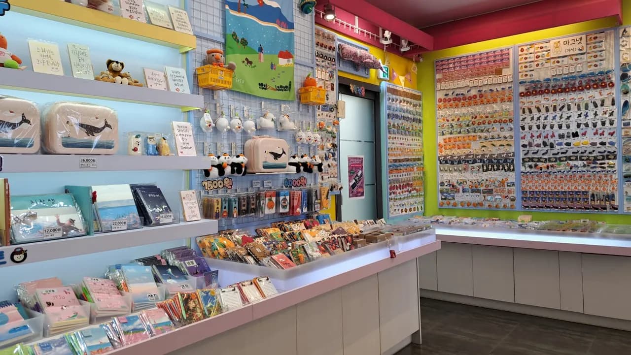 Browsing shelves of local goods at the folk-village shop