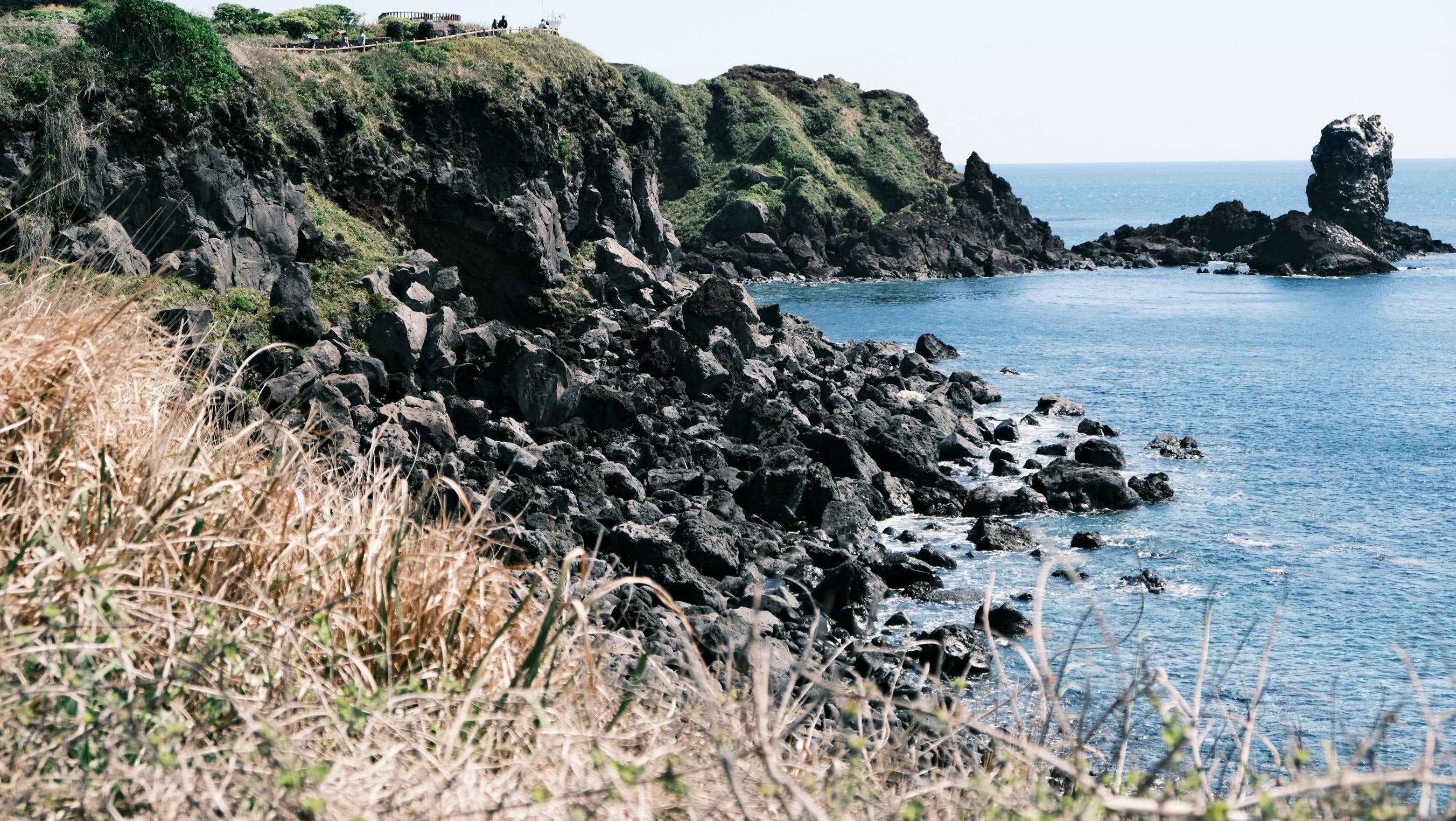 Volcanic cliffs and the sea at Seopjikoji, Jeju Island